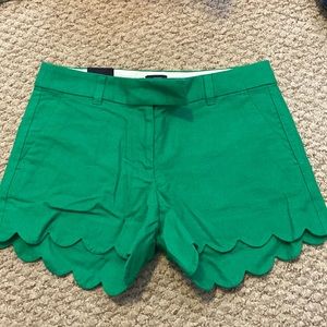 J Crew scalloped hem linen shorts
